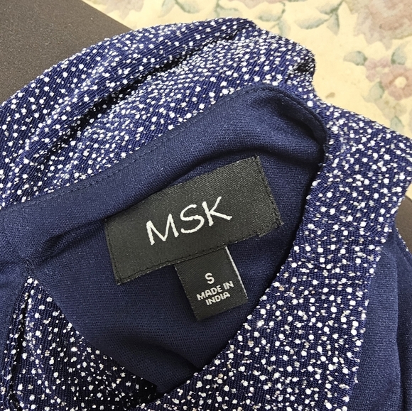 Elegant Navy Blue Sleeveless Dress With Silver Glitter MSK Size S - Picture 4 of 4